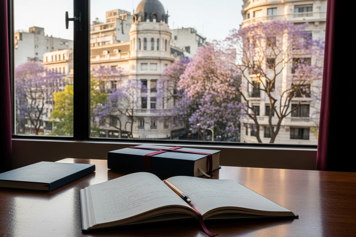 Buenos Aires grand boulevard at golden hour